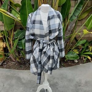 Matilda Jane Gray Check it Twice Plaid Wrap Jacket extra small